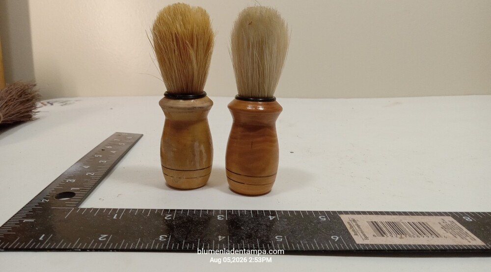 Set of 2 Vintage Wooden Handle Shaving Brushes Boar Bristle 5" Shaving Tools